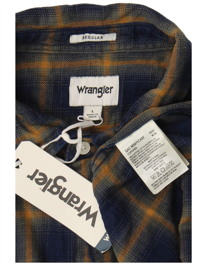 Wrangler Chemise en flanelle coupe classique pour homme en coton à carreaux bleu marine