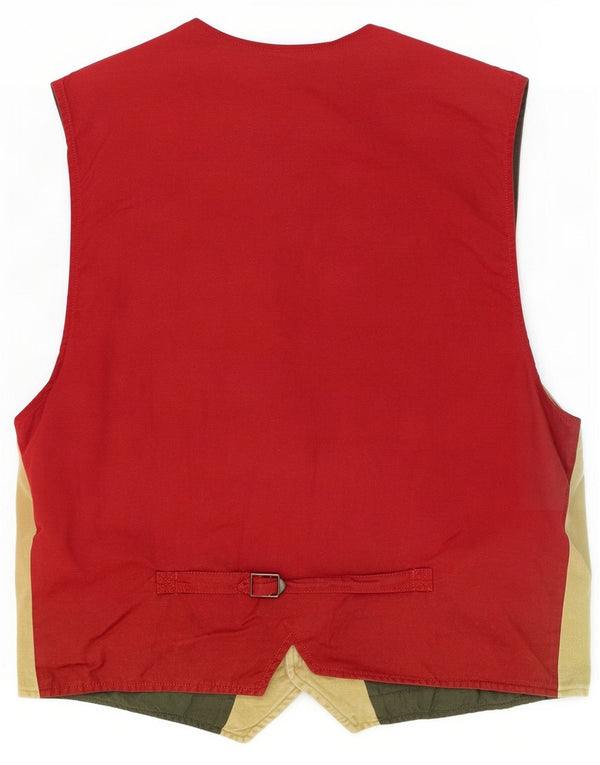 Marlboro Classics Mens Waistcoat Size 52 Large Khaki Colourblock Cotton