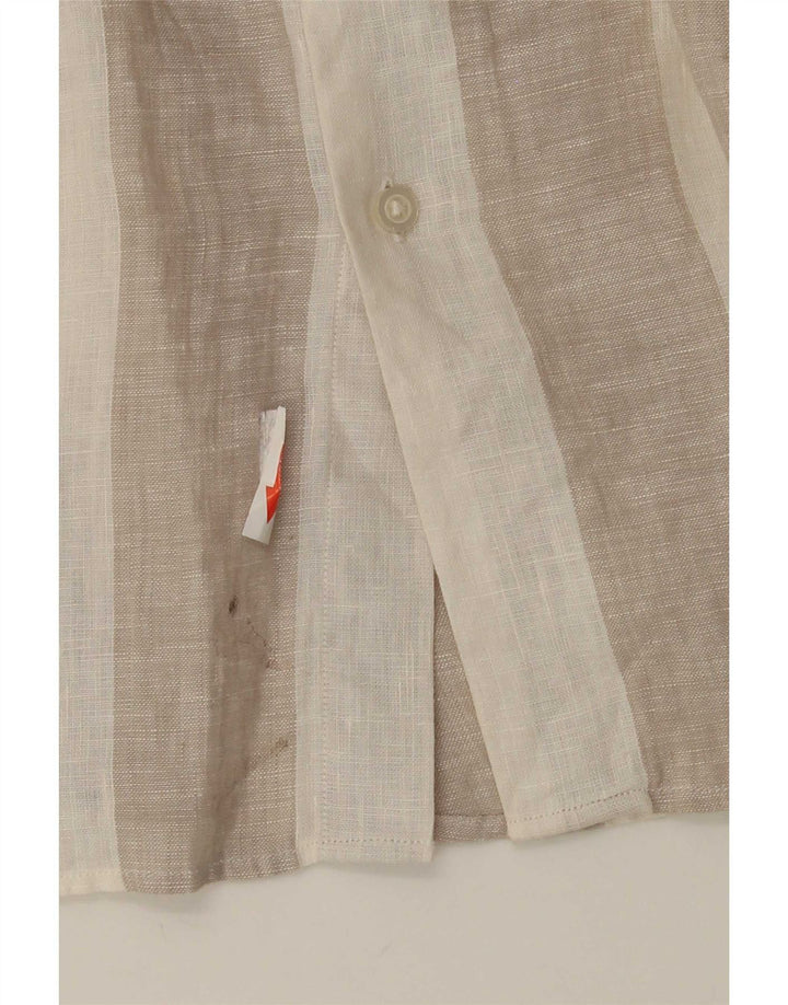 Massimo Dutti Chemise Homme Lin Rayé Beige Moyen