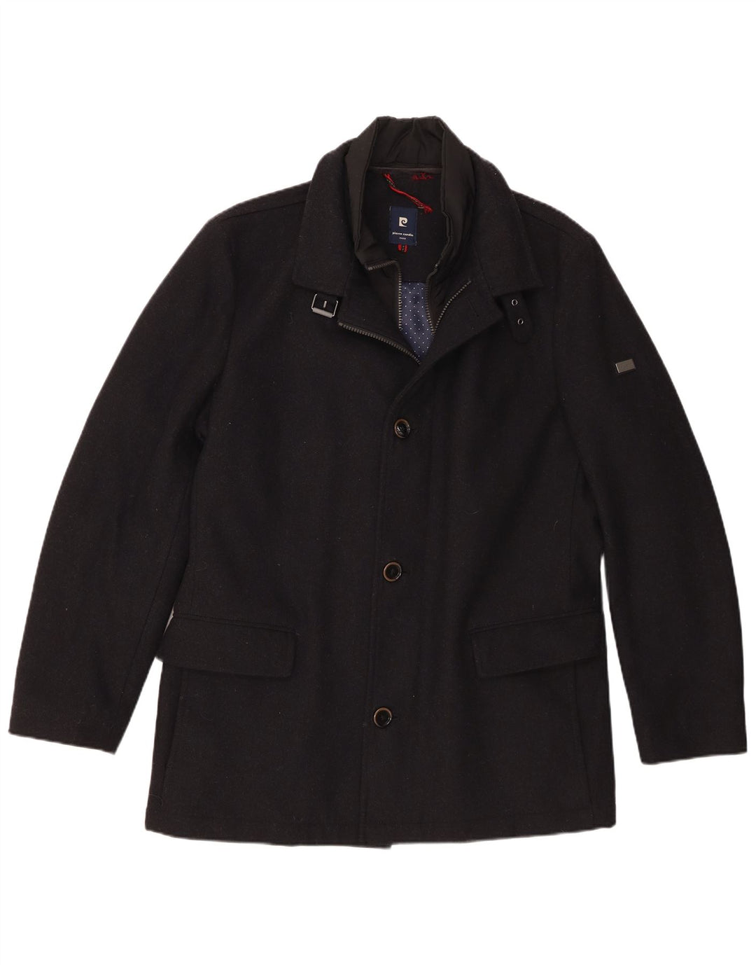 Pierre Cardin Manteau Coupe-Vent Homme IT 50 Large Laine Bleu Marine