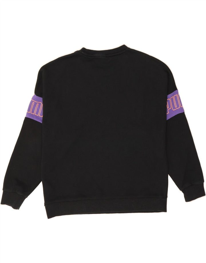 PUMA Womens Oversized Sweatshirt Jumper UK 10 Small Black Colourblock Vintage Puma and Second-Hand Puma from Messina Hembry 
