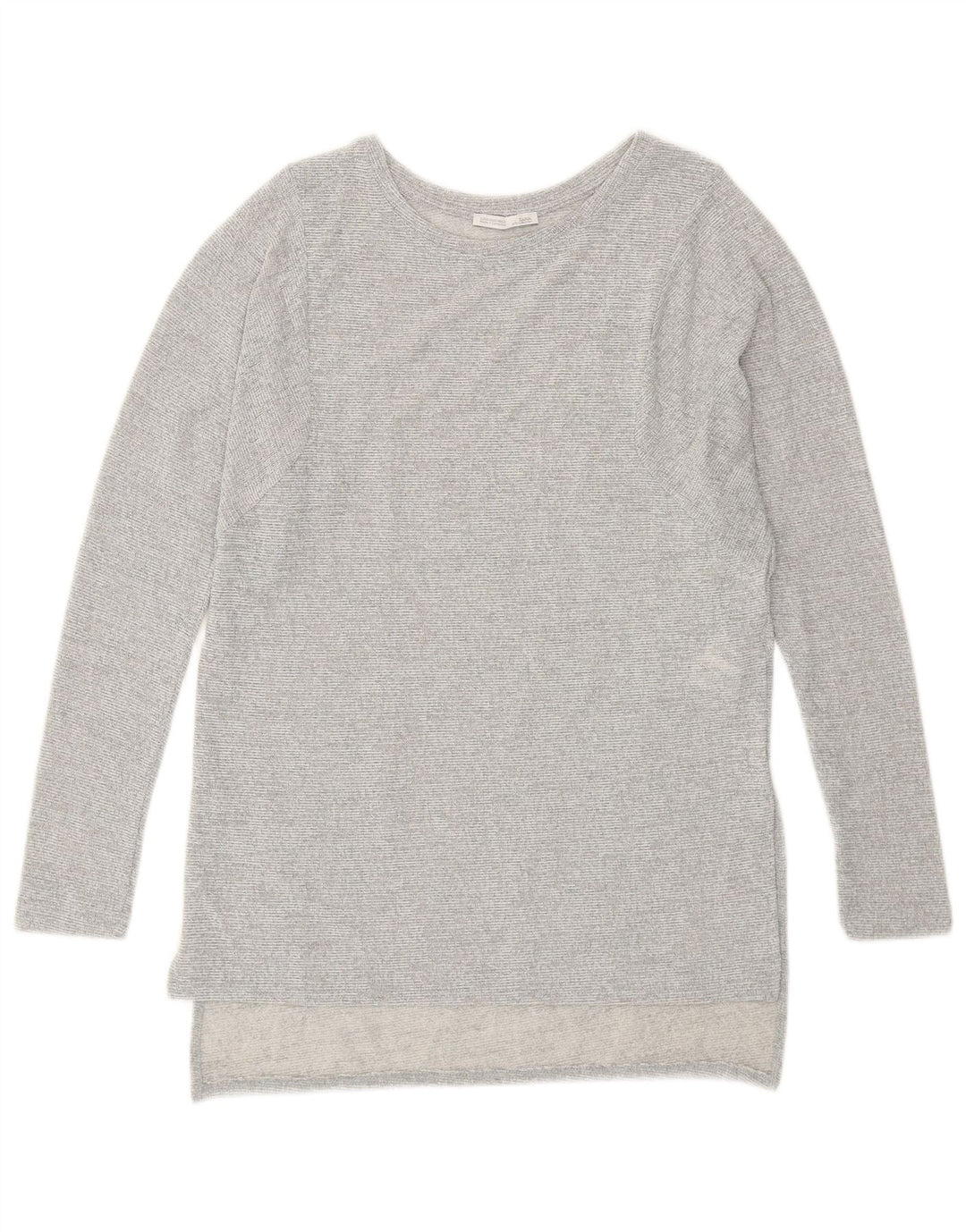 Zara Womens Longline Top Manches Longues UK 10 Petit Gris Moucheté Polyester