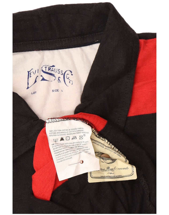 LEVI'S Polo de rugby à manches longues pour homme en coton rayé rouge