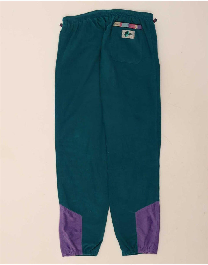 vintage Mens Velour Full Survêtement Grand Vert Colourblock Polyester