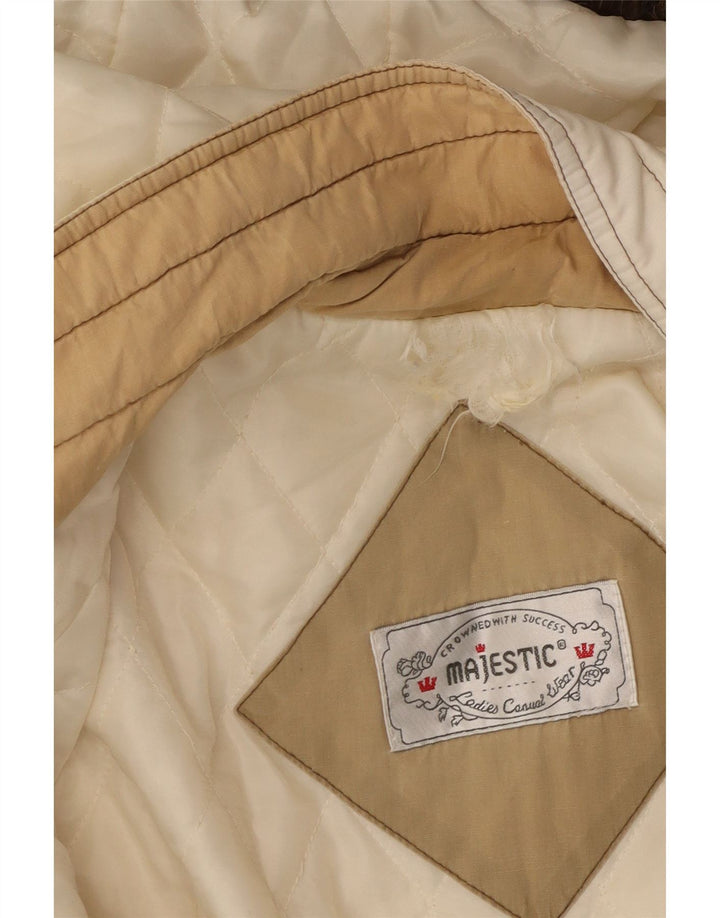 MAJESTIC Duffle-coat à capuche pour femme UK 20 2XL Blanc cassé Floral