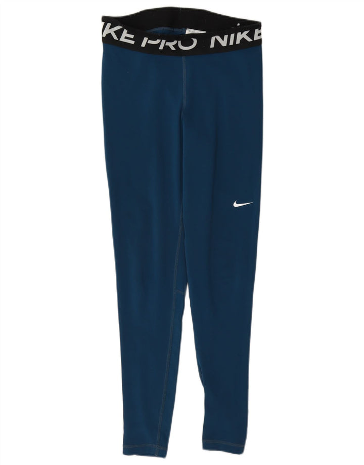 Nike Legging graphique Dri Fit pour femme UK 10 Small Bleu Colorblock Polyester
