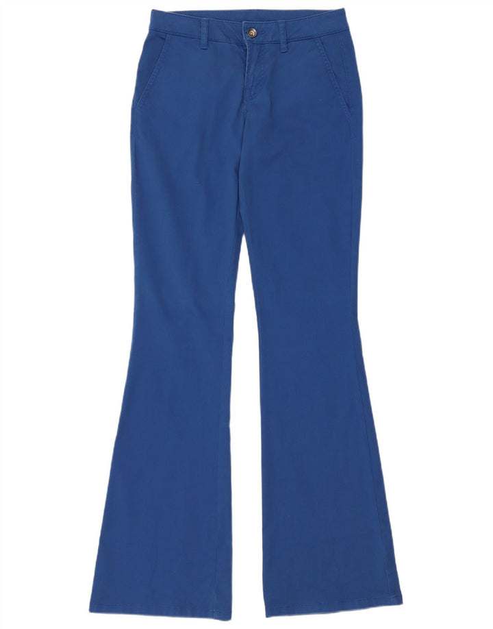 BENETTON Pantalon Chino Flare Femme UK 6 XS W26 L33 Bleu Coton