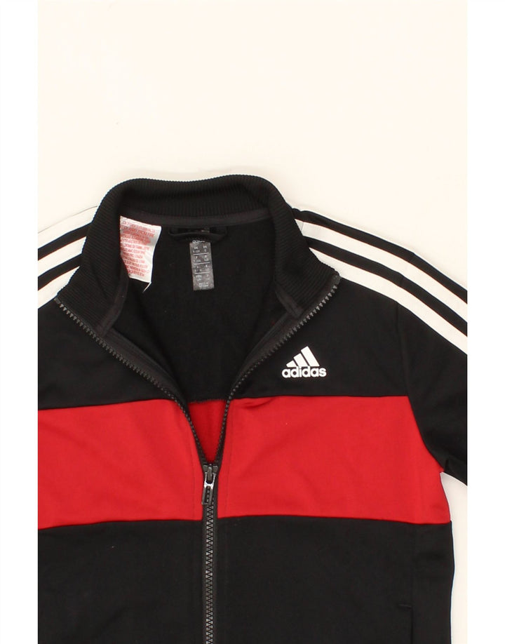 ADIDAS Boys Tracksuit Top Jacket 9-10 Years Black Colourblock Polyester Vintage Adidas and Second-Hand Adidas from Messina Hembry 