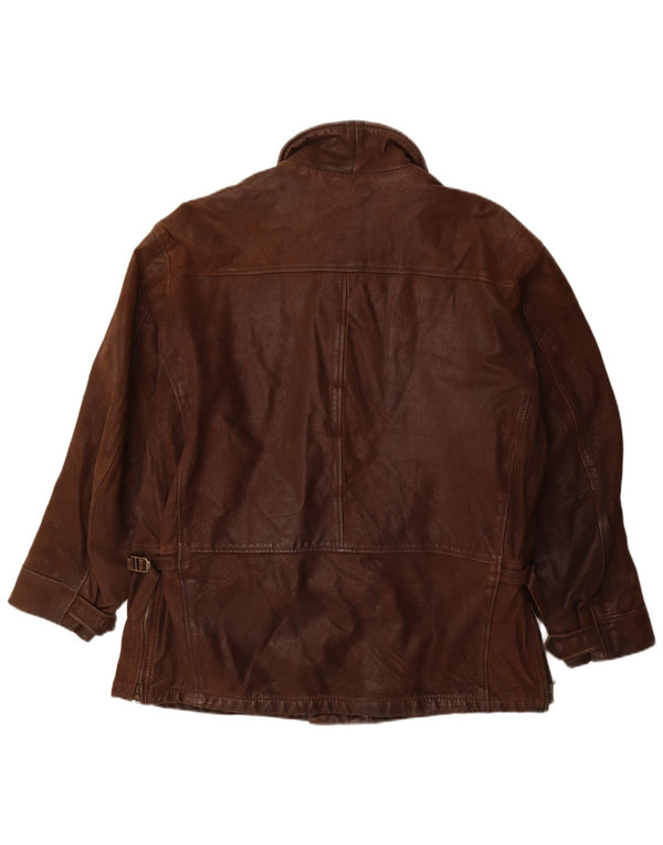 Hugo Boss Veste en cuir pour homme UK 40 Grand cuir marron