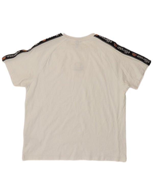 Ellesse Homme T-Shirt Graphique Haut Large Blanc Colorblock Coton