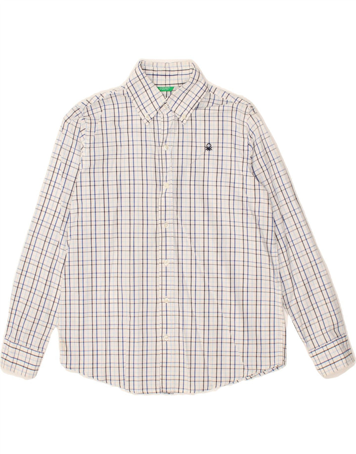 BENETTON Boys Shirt 14-15 Years Blue Check Vintage Benetton and Second-Hand Benetton from Messina Hembry 
