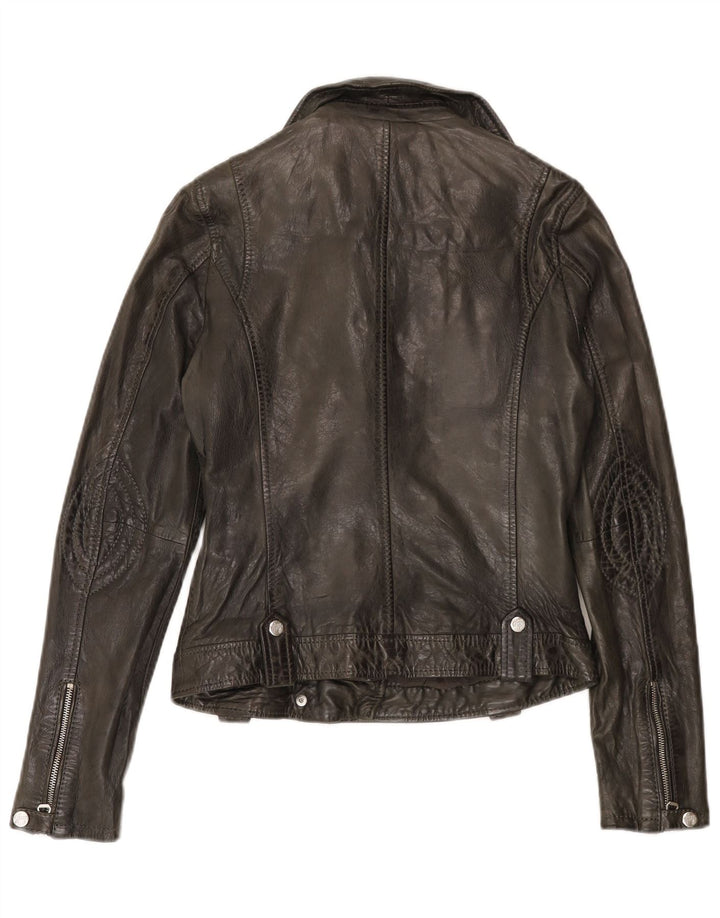 Gipsy Veste de motard en cuir pour femme UK 6 XS Noir