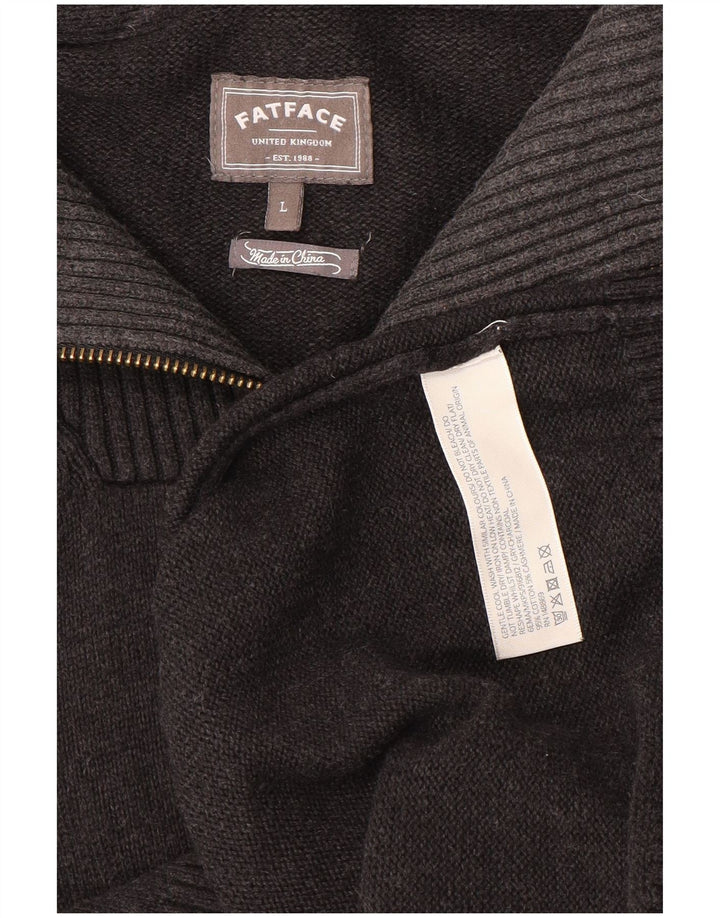 Fat Face Pull col zippé pour homme en coton gris Taille L