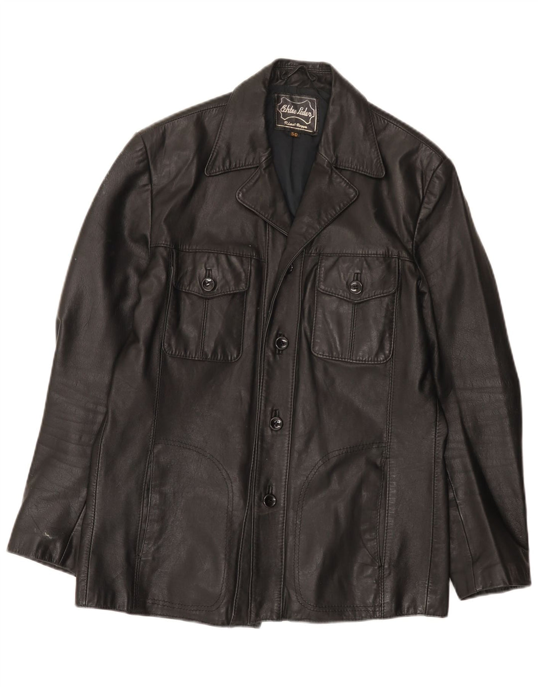 veste en cuir homme vintage EU 50 Grand cuir noir