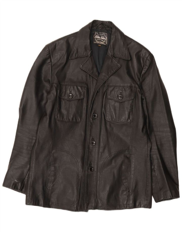 veste en cuir homme vintage EU 50 Grand cuir noir