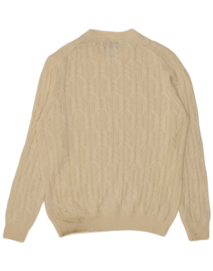 Sonny Bono Pull à col rond pour homme XL Blanc cassé Polyester