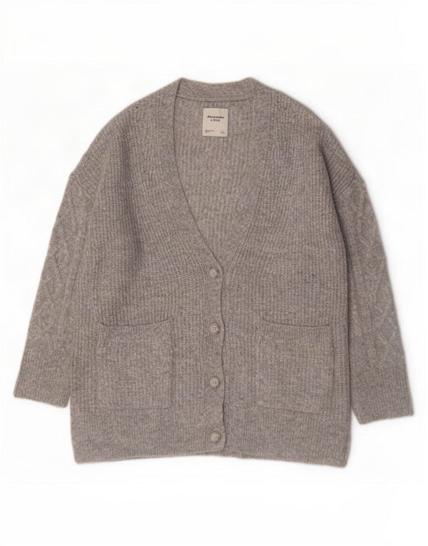 Abercrombie & Fitch Pull cardigan surdimensionné pour femme UK 16 Large Gris