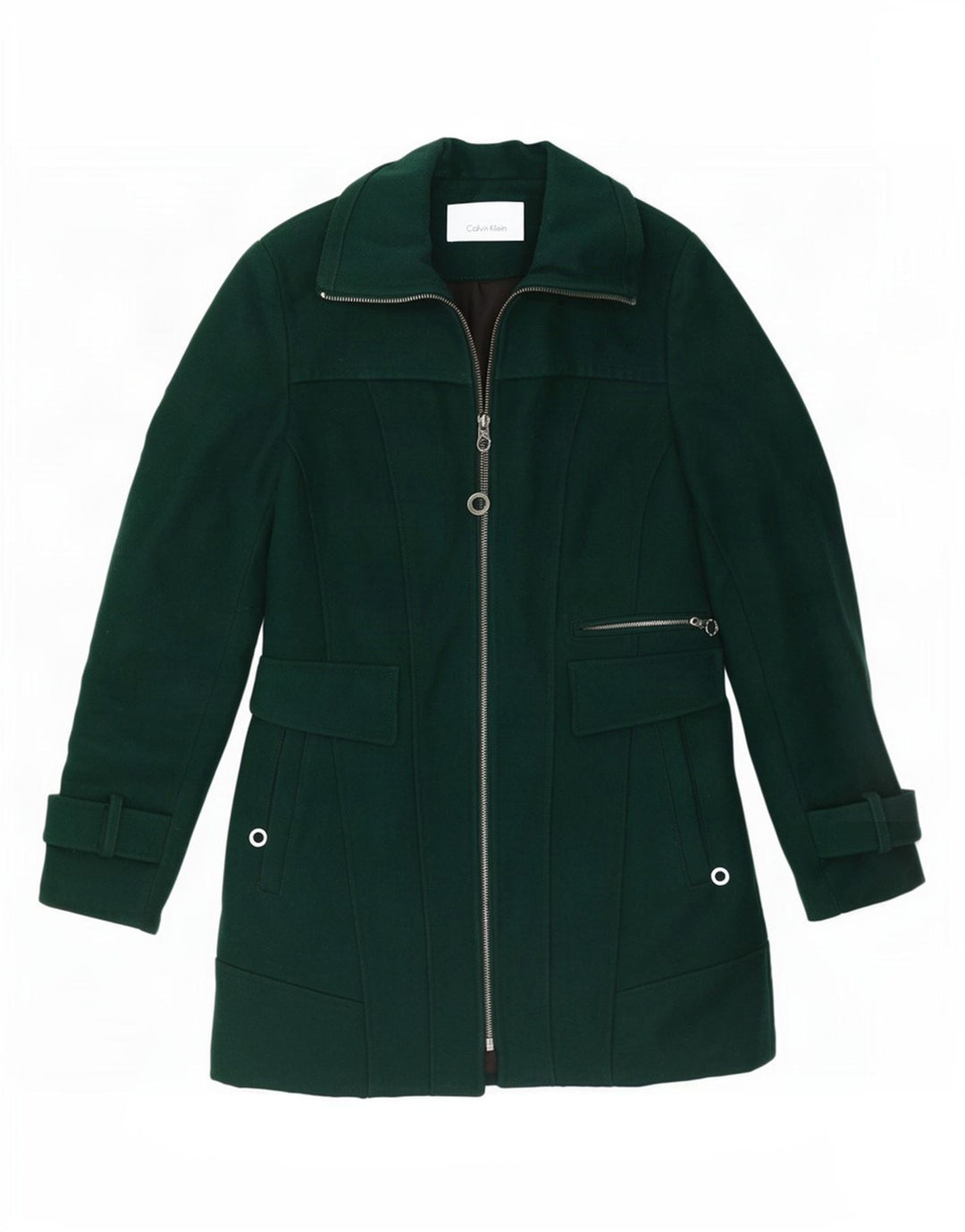 Calvin Klein Trench Femme UK 10 Petit Vert Laine Classique