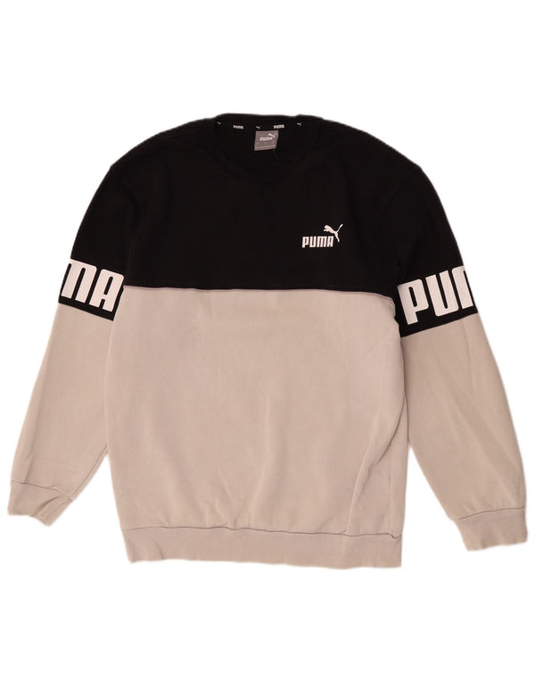 Puma Sweat-shirt graphique pour homme en coton color block Petit Blanc
