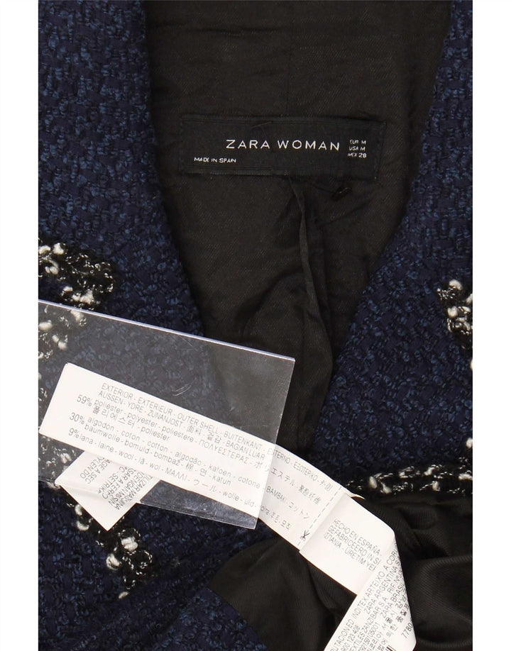 Zara Veste blazer à manches 3/4 pour femme 4 boutons UK 12 Bleu marine moyen