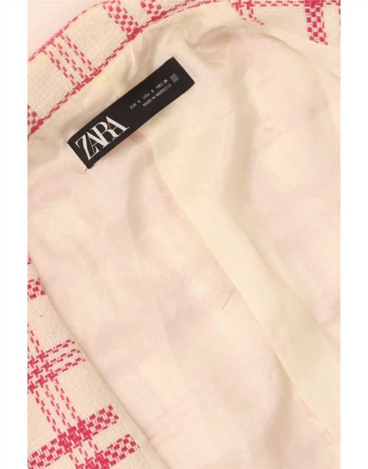 Zara Blazer croisé pour femme UK 10 Petit carreaux blancs