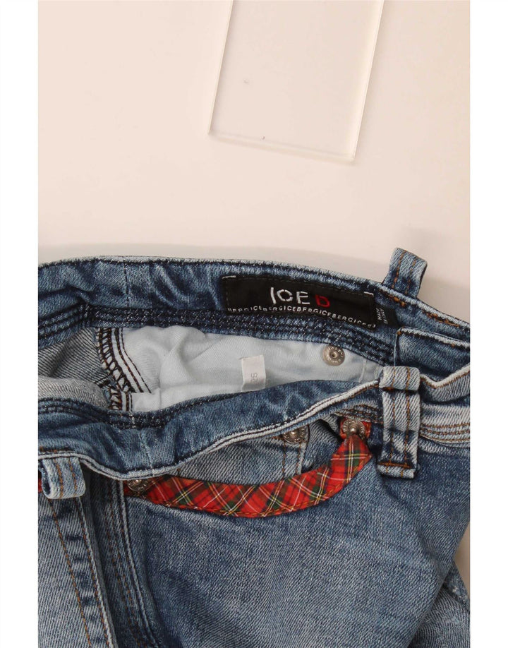 Iceberg Jean droit effet vieilli pour femme W26 L27 Bleu