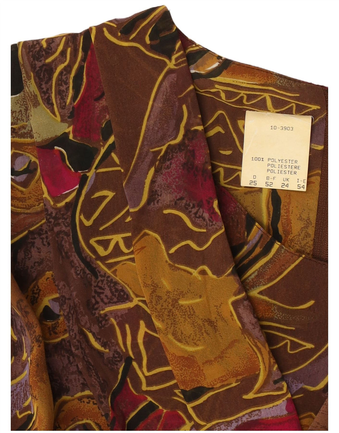 Robe fourreau à manches 3/4 à motif abstrait vintage pour femmes UK 24 4XL Marron