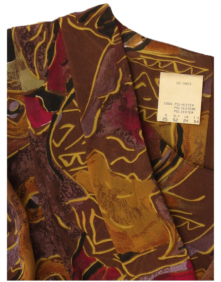 Robe fourreau à manches 3/4 à motif abstrait vintage pour femmes UK 24 4XL Marron