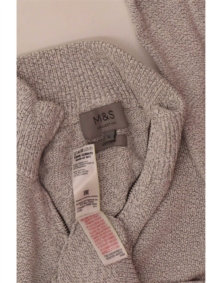 Marks & Spencer Pull à col zippé pour homme en coton moucheté blanc cassé