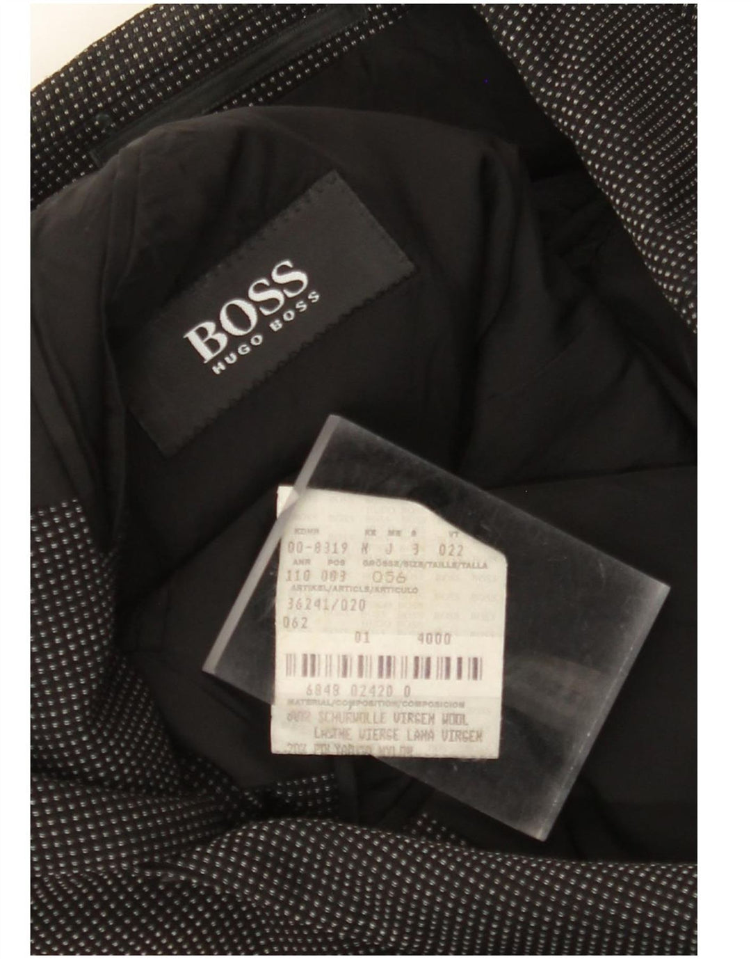HUGO BOSS Veste Blazer 3 Boutons Homme EU 56 3XL Laine Tachée Noir