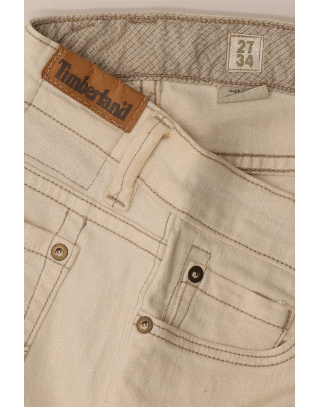 Timberland Jean Droit Femme W27 L28 Coton Blanc Cassé