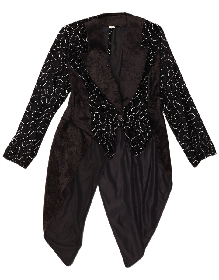 VINTAGE Veste blazer à motif abstrait pour femme IT 42 Noir moyen