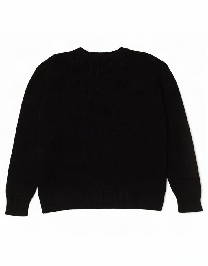 Zara Pull surdimensionné à col rond pour femme UK 16 Large Noir Polyester