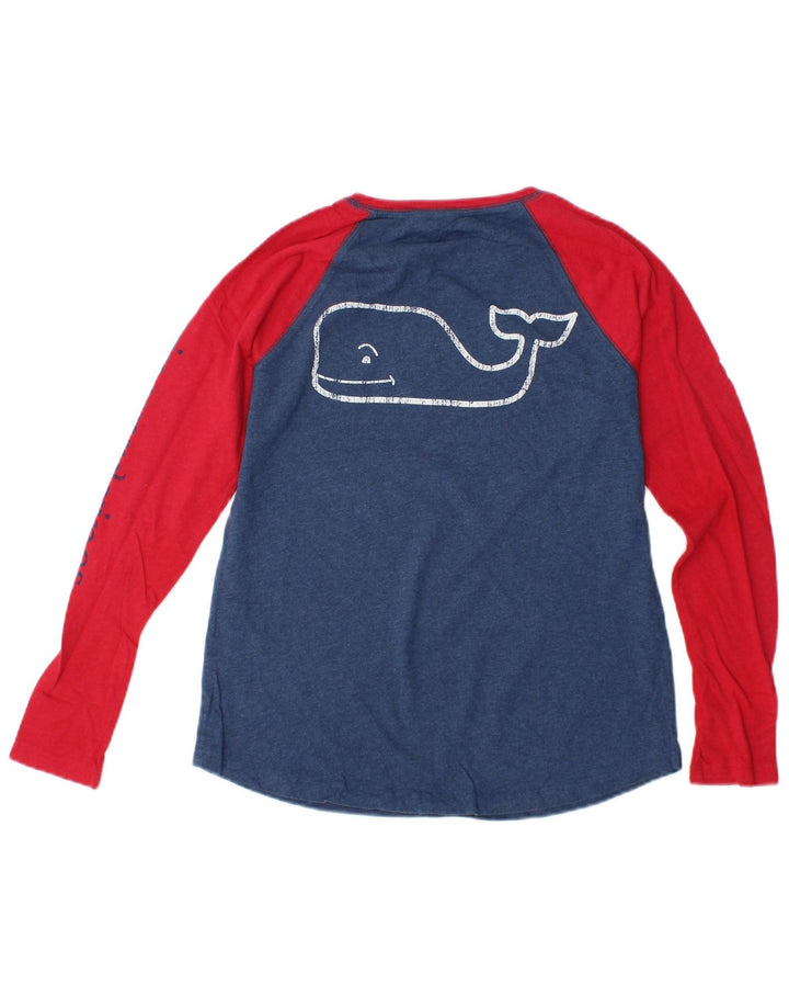 VINEYARD VINES Haut graphique à manches longues pour femme UK 6 XS Bleu Colourblock