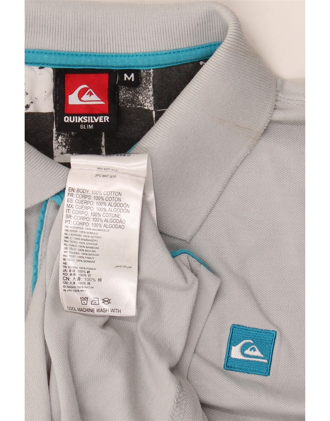 Quiksilver Polo Slim Fit Homme Gris Moyen Coton