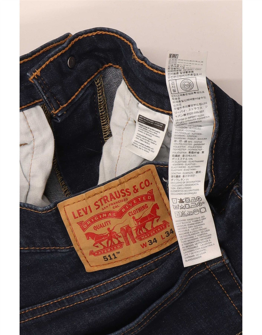 Levi's Jean Slim 511 Homme W34 L34 Bleu Marine Coton