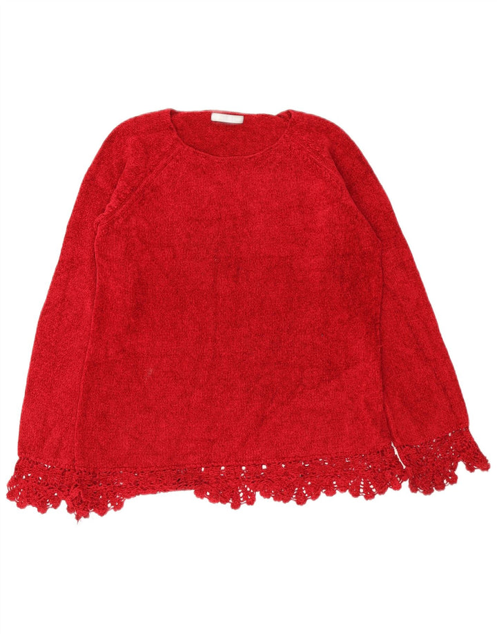 Marks & Spencer Pull à col rond pour femme UK 14 Viscose rouge moyen