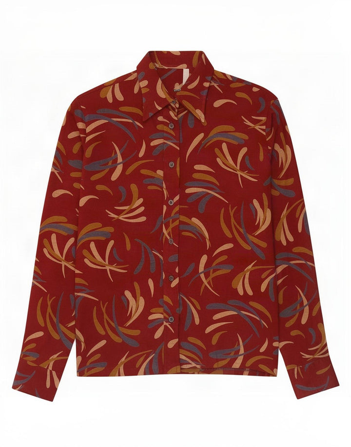 Chemise à motif abstrait femme vintage IT 48 XL Acrylique rouge