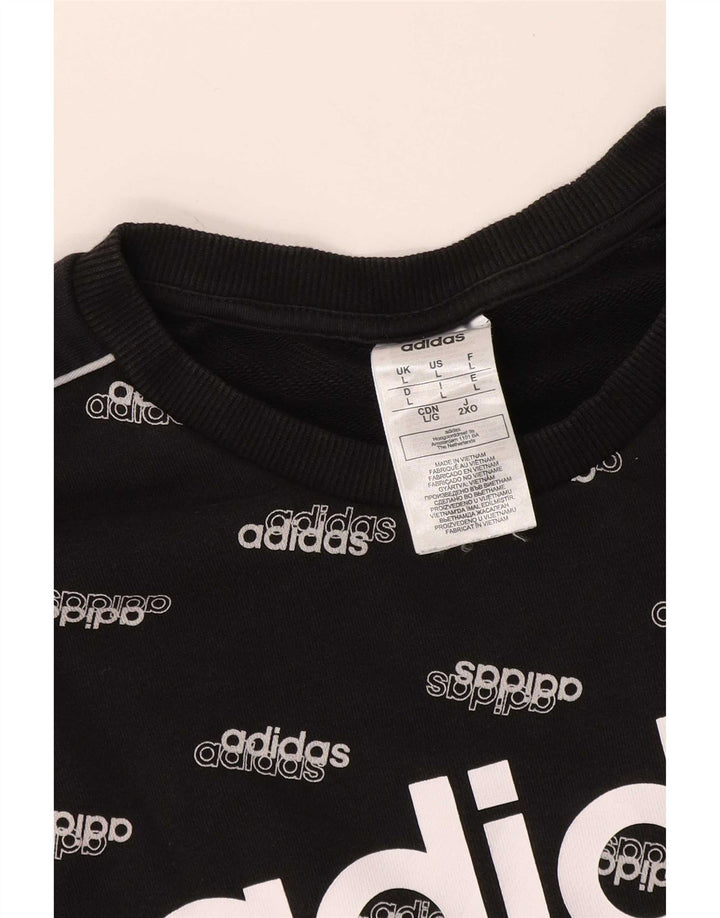 Adidas Sweat-shirt graphique pour homme en coton noir Taille L