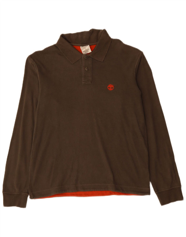 TIMBERLAND Polo Regular Fit à Manches Longues Homme Kaki Moyen Coton