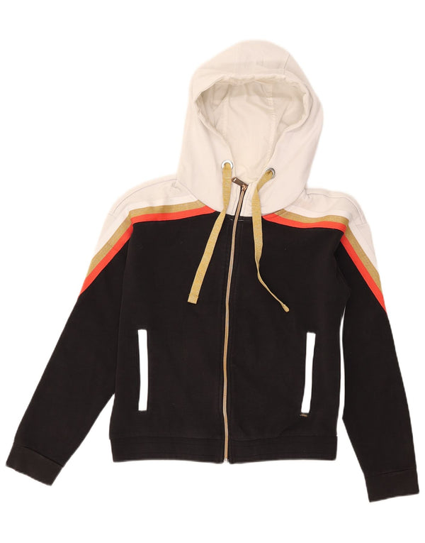 GAS Pull à capuche zippé pour femme UK 14 en coton color block noir moyen