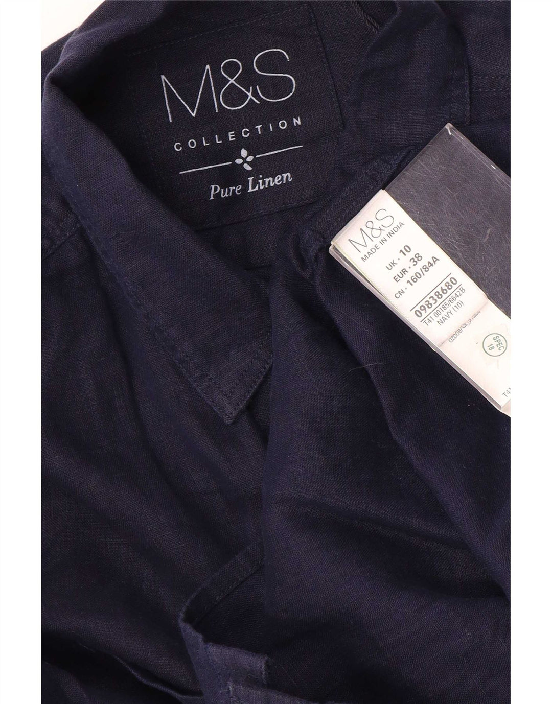 Marks & Spencer Chemise Femme UK 10 Petit Lin Bleu Marine
