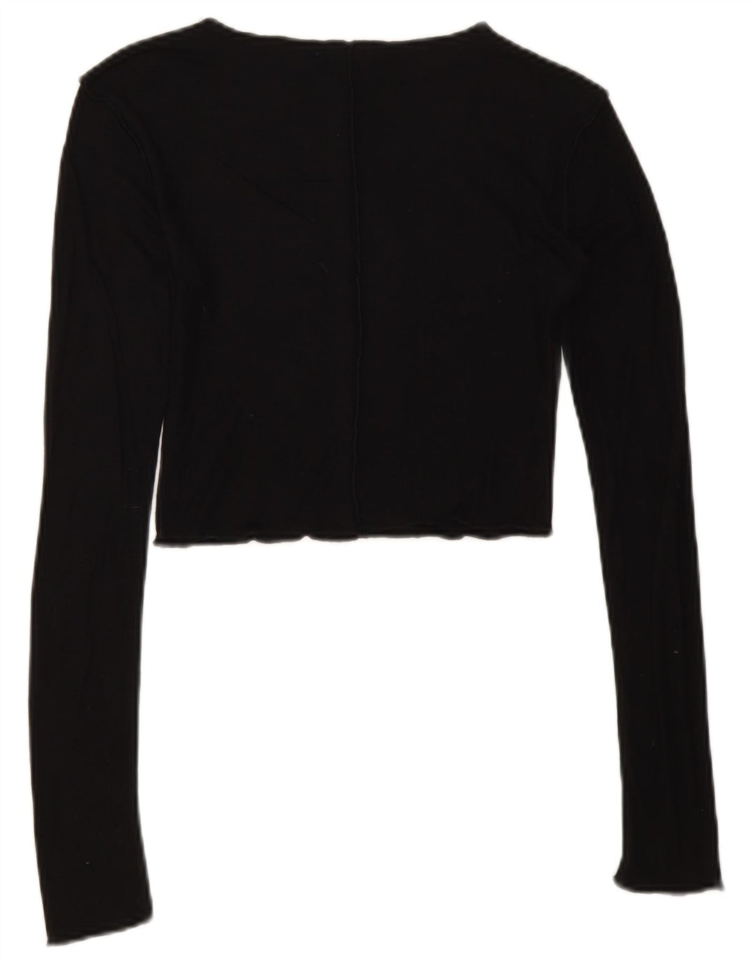 Zara Womens Crop Top Manches Longues UK 8 Petit Noir