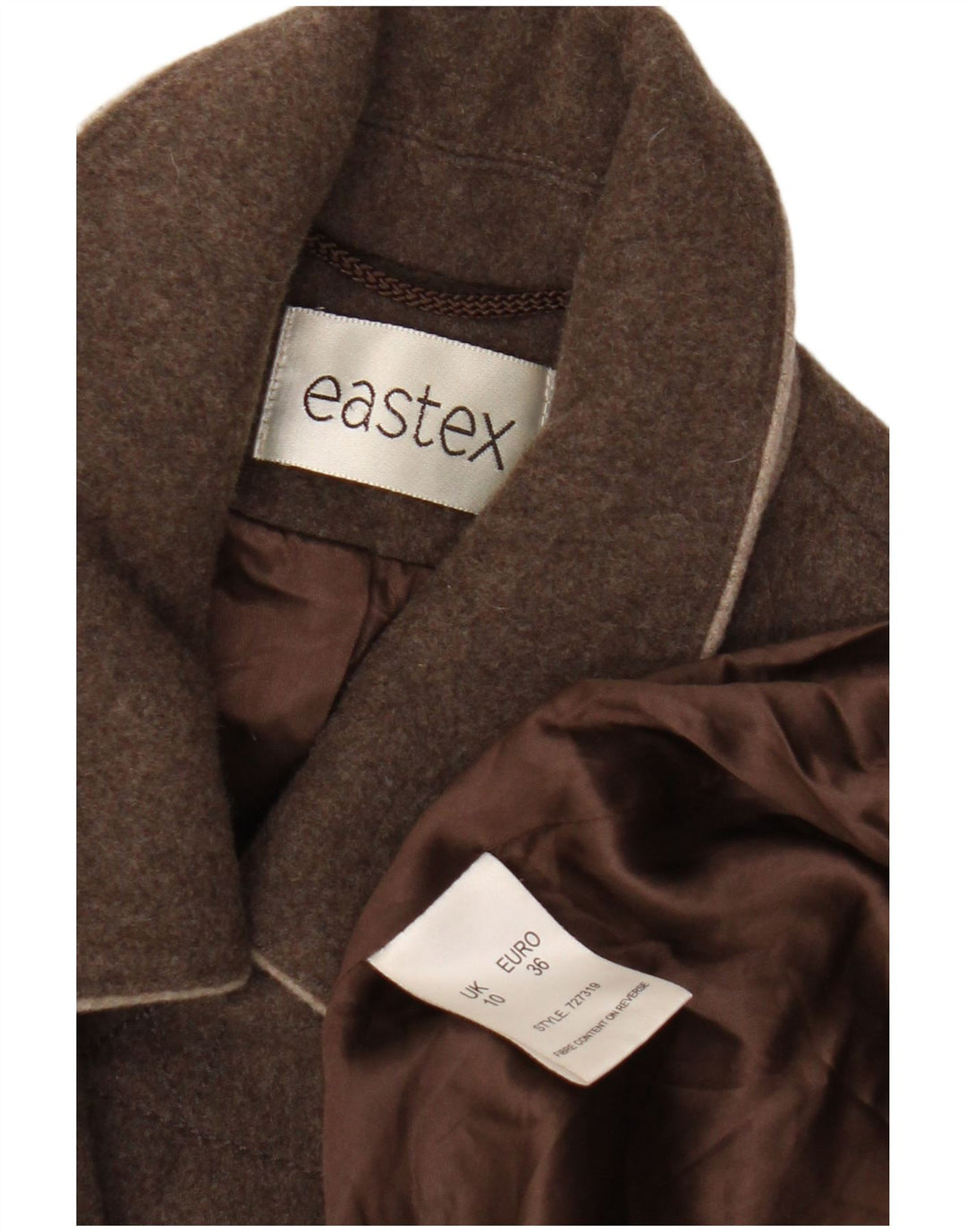 Eastex Duffle Coat Femme UK 10 Petite Laine Marron