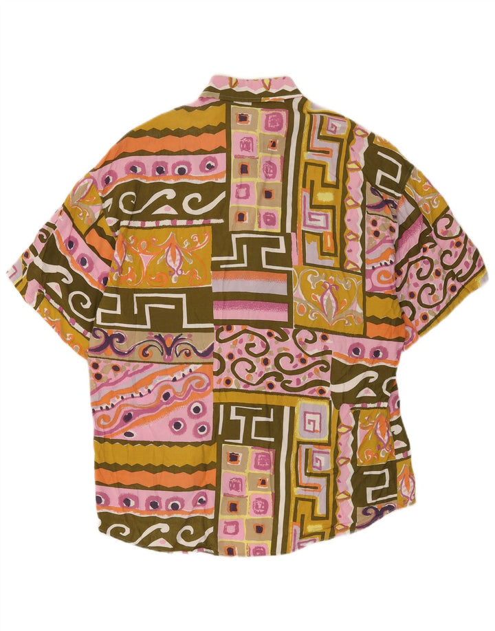 Chemise à manches courtes homme vintage grand patchwork multicolore viscose