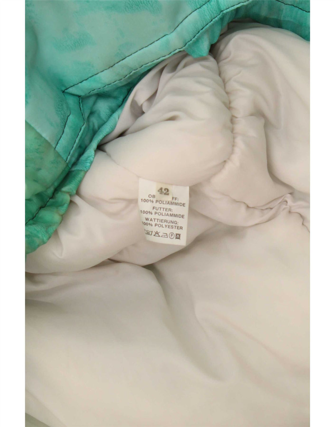 veste rembourrée surdimensionnée femme vintage IT 42 Medium Green Tie Dye Polyamide