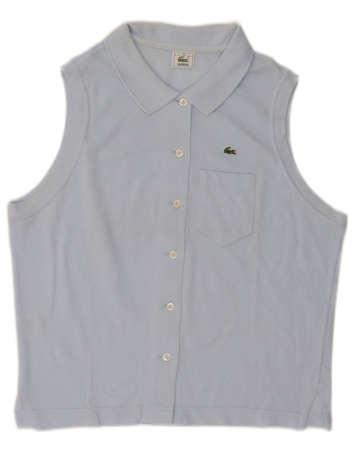 Lacoste Femme Chemise sans manches Blouse Taille 44 Grand Bleu Coton