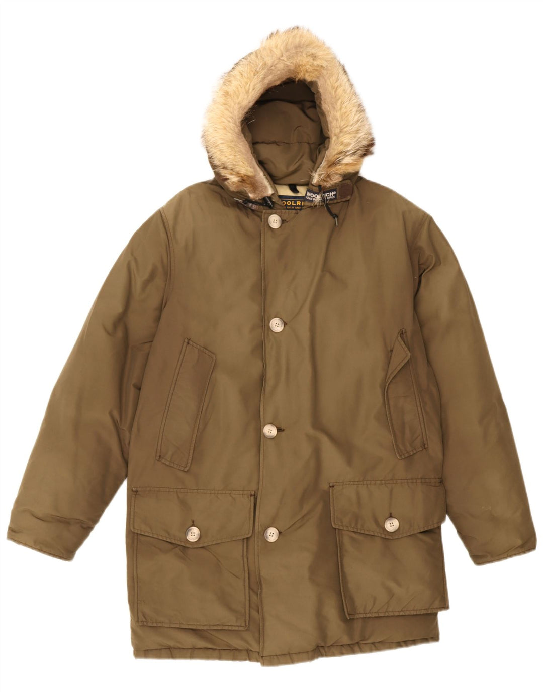 Woolrich Manteau rembourré à capuche pour homme UK 36 Petit Kaki