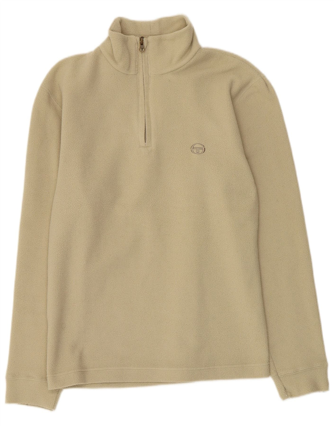 vintage Femme Zip Neck Fleece Jumper Moyen Vert