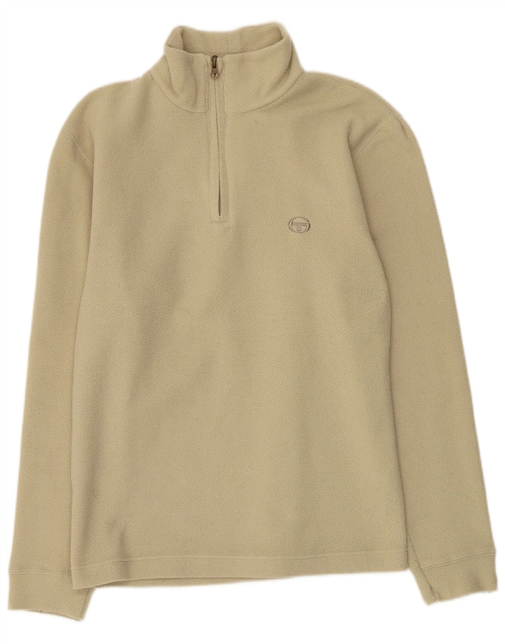 vintage Femme Zip Neck Fleece Jumper Moyen Vert